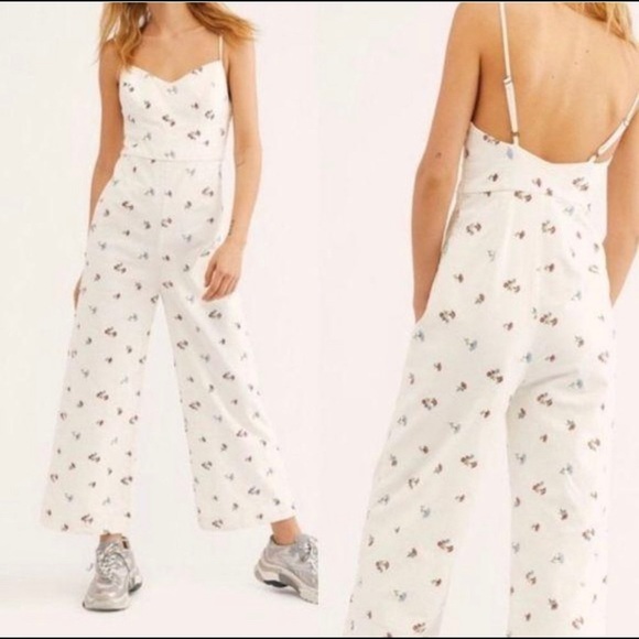 NEW Free People Lights Off Embroidered Jumpsuit - Picture 3 of 5